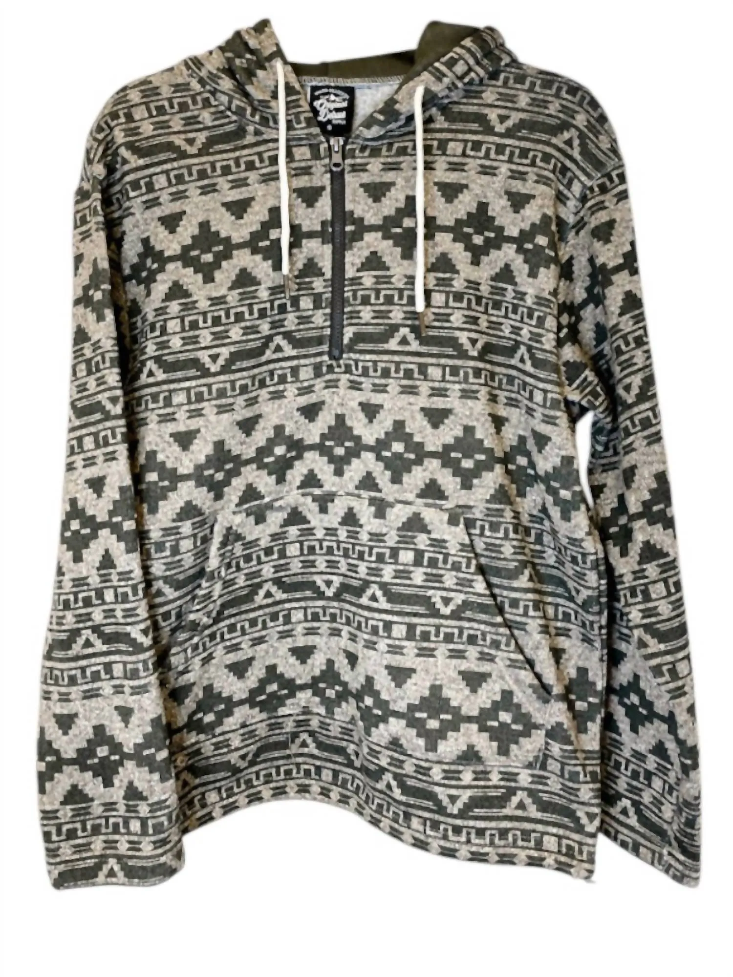 Men's Trey Aztec Jacket In Olive, Cream, And Gray