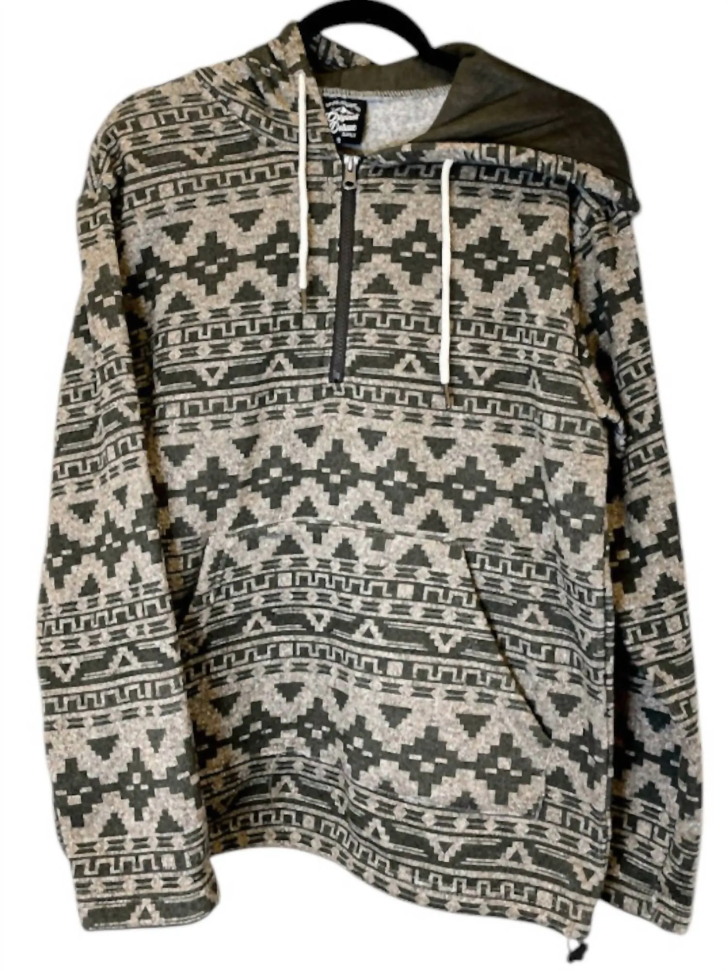 Men's Trey Aztec Jacket In Olive, Cream, And Gray