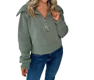 Mentone Half-Zip Knit Pullover In Lily Pad