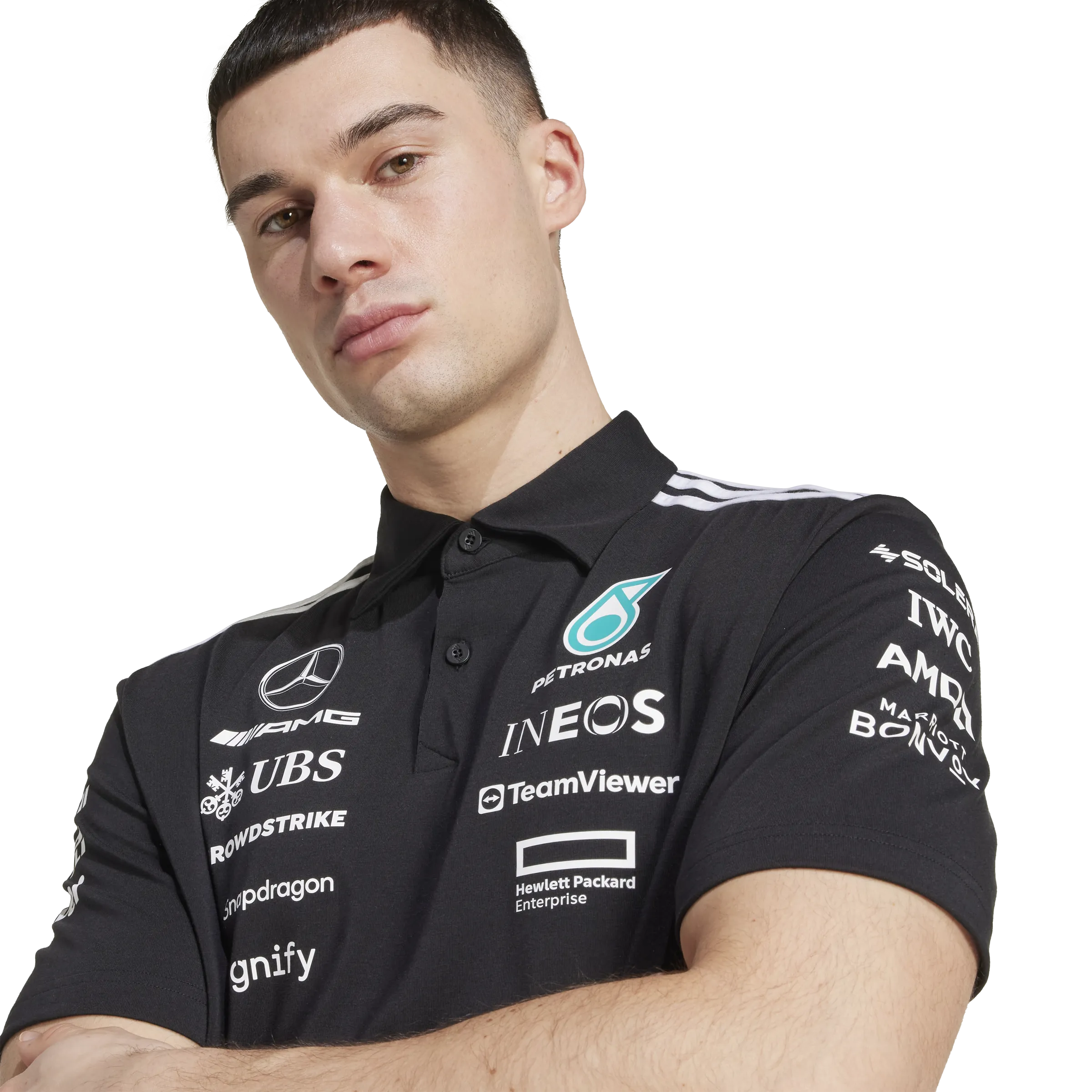   Mercedes AMG Petronas F1 Team Polo 'Black Reflective Silver'