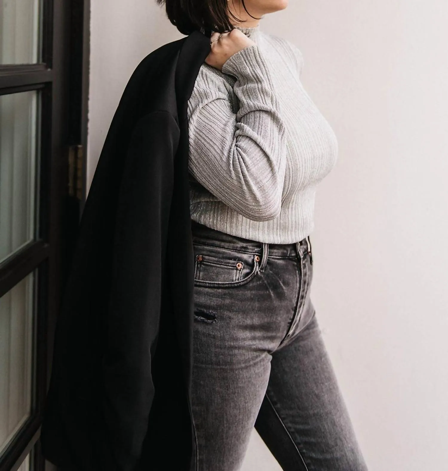 Mockneck Shimmer Top In Silver