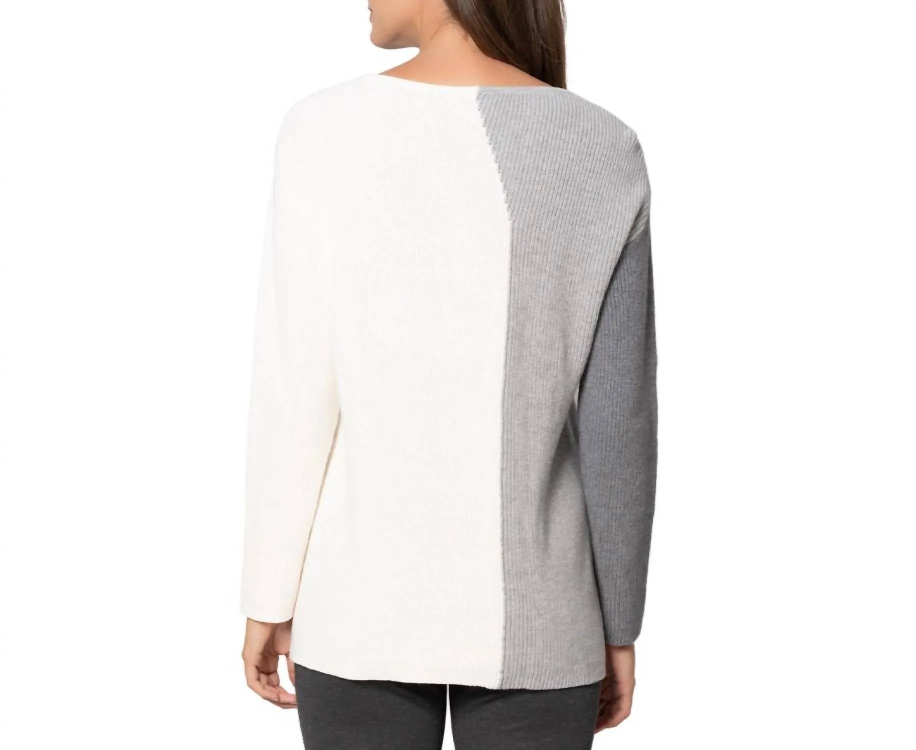 Modern Mix Sweater In Dark Gray/light Gray/ivory