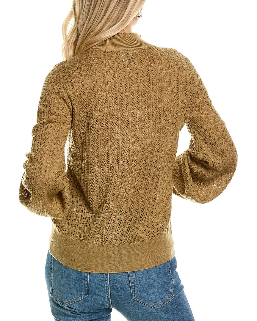 MT by Madeleine Thompson Balloon Sleeve Wool-Blend Top