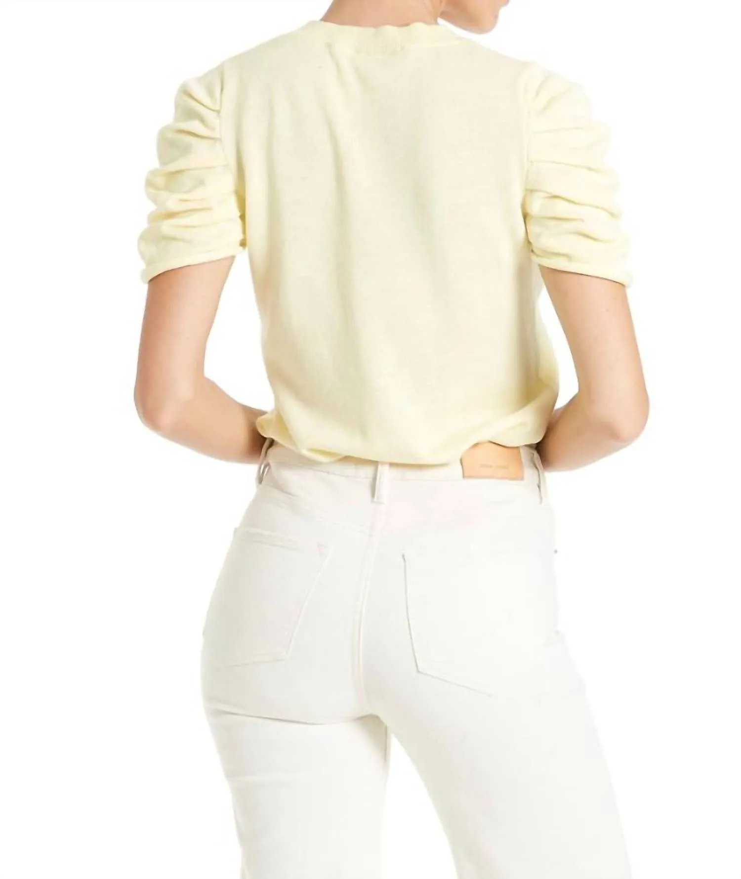 Nahla Puff Sleeve Sweater In Pale Lemon