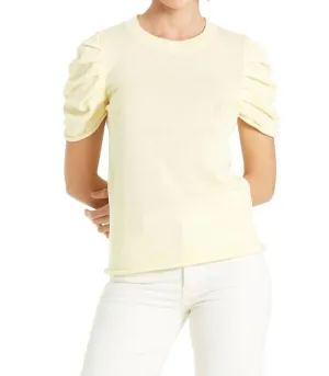 Nahla Puff Sleeve Sweater In Pale Lemon