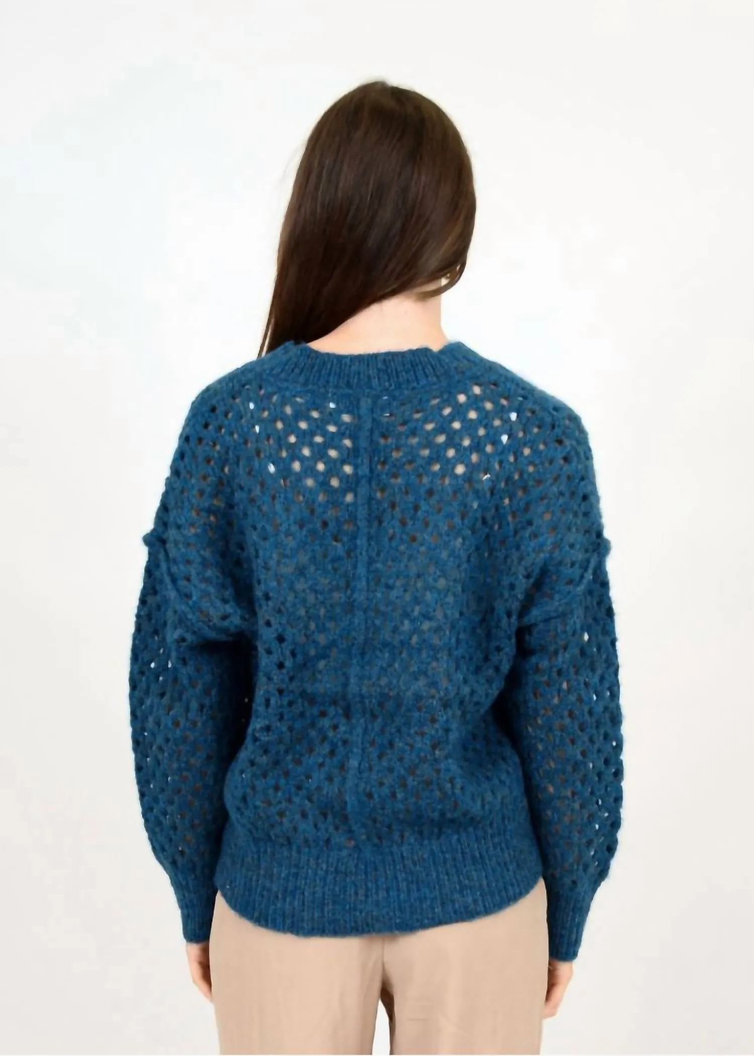 Nanumea V- Neck Pullover Swaeter In Blue