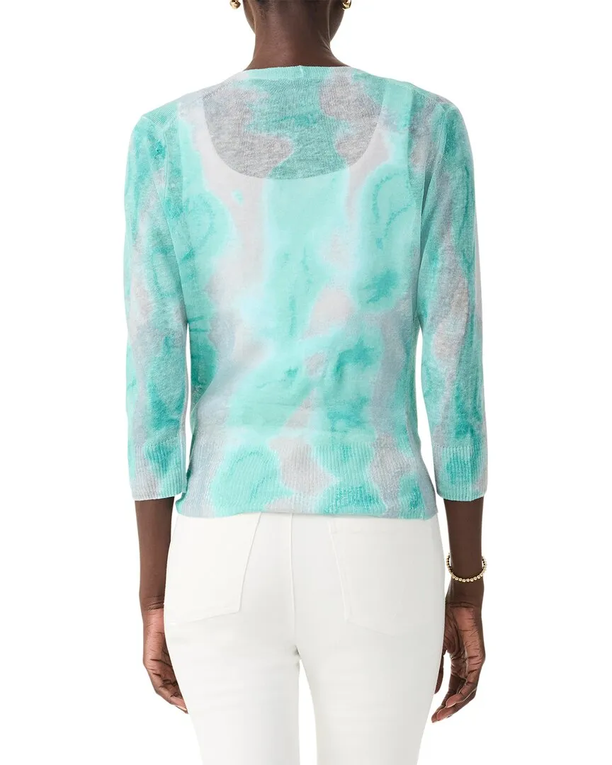 NIC ZOE Watercolor Waves 4-Way Linen-Blend Cardigan