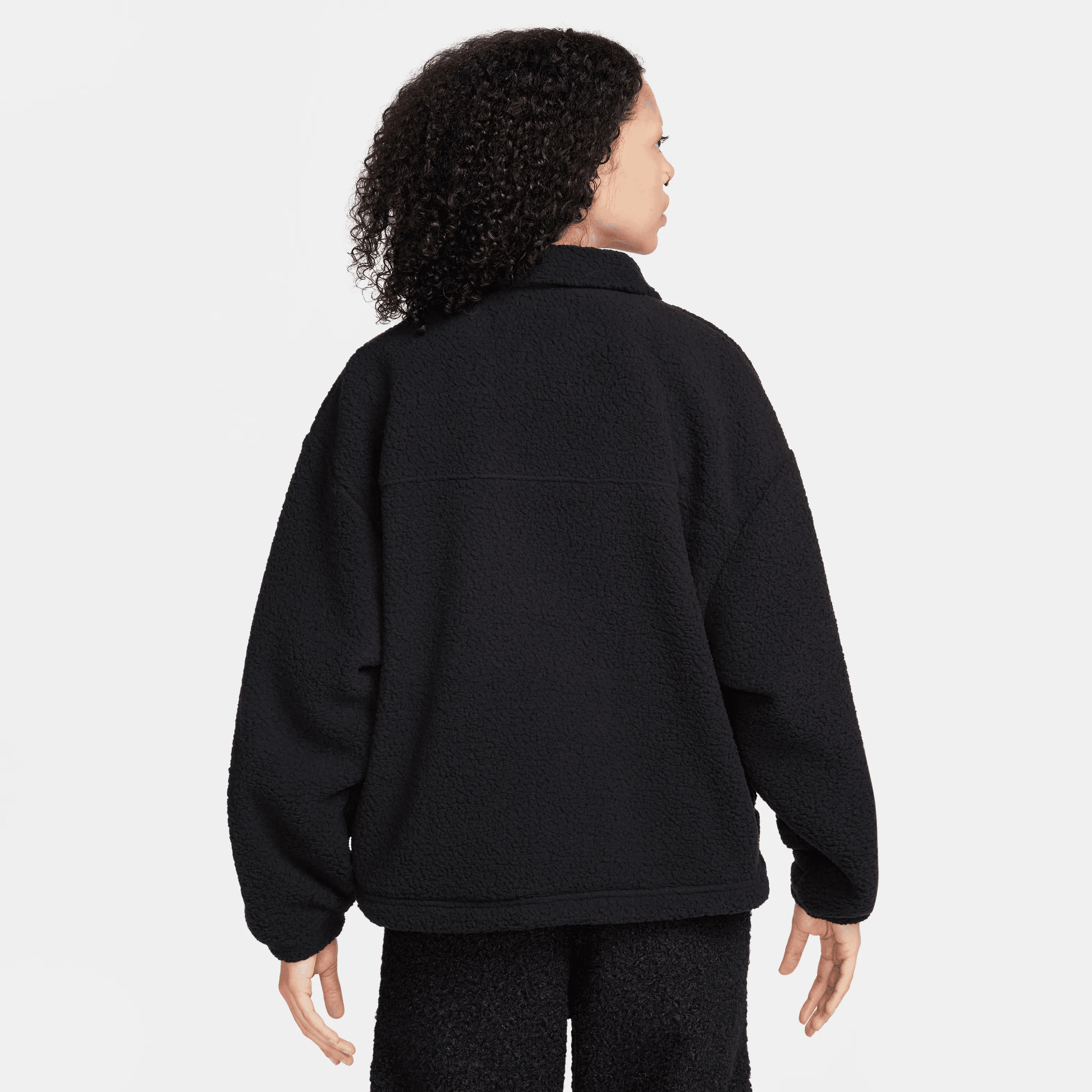 Nike - Men's Sweatpants,Women's Sweatpants,Jogger Sweatpants,Fleece Lined Sweatpants,Tapered Sweatpants Men,Custom Logo Sweatpants,Organic Cotton Sweatpants,Plus Size Women's Sweatpants Women - Collared Sherpa Jacket - Black/Sail