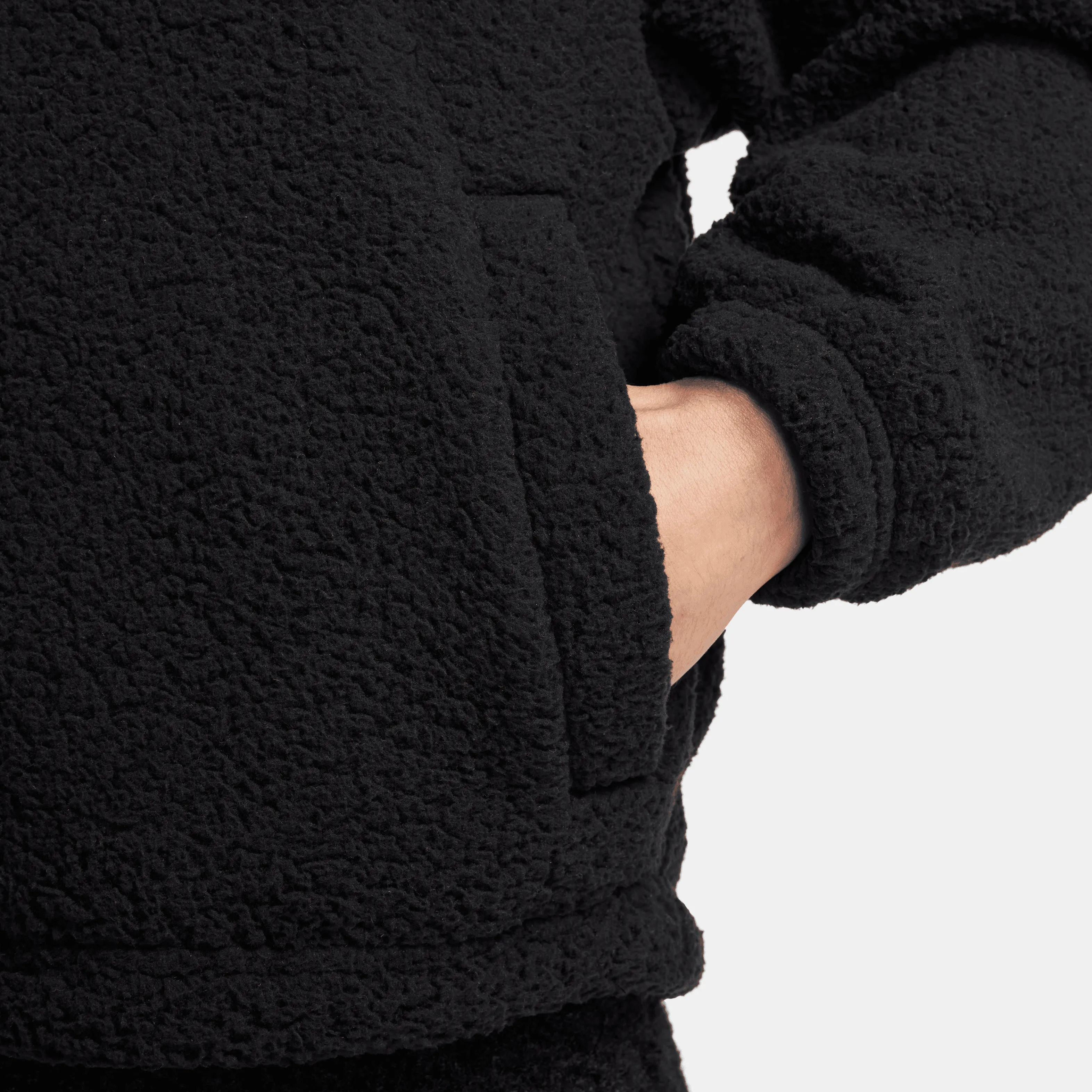Nike - Men's Sweatpants,Women's Sweatpants,Jogger Sweatpants,Fleece Lined Sweatpants,Tapered Sweatpants Men,Custom Logo Sweatpants,Organic Cotton Sweatpants,Plus Size Women's Sweatpants Women - Collared Sherpa Jacket - Black/Sail