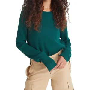 Nola Rib Crew Pullover In Emerald