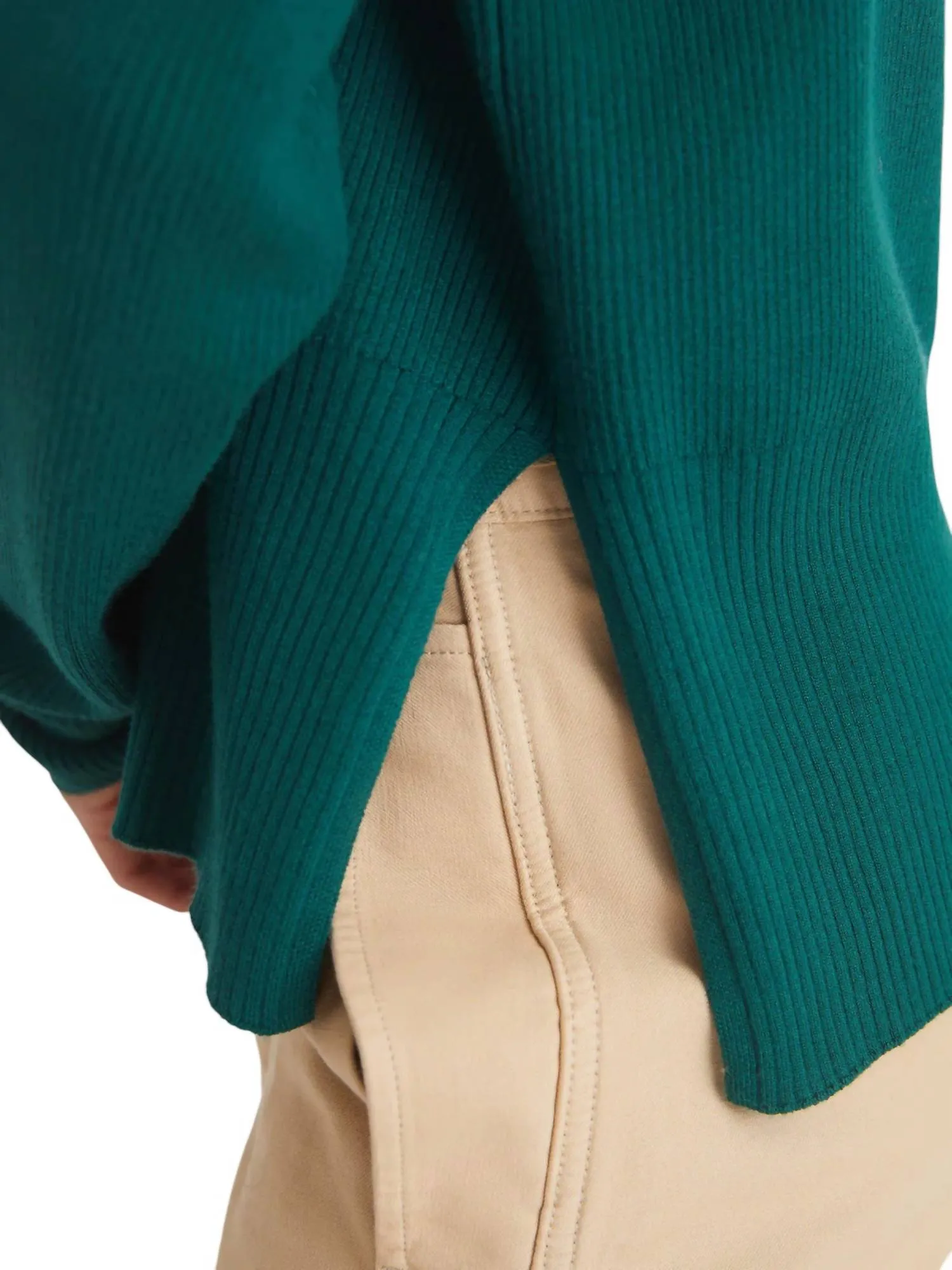 Nola Rib Crew Pullover In Emerald