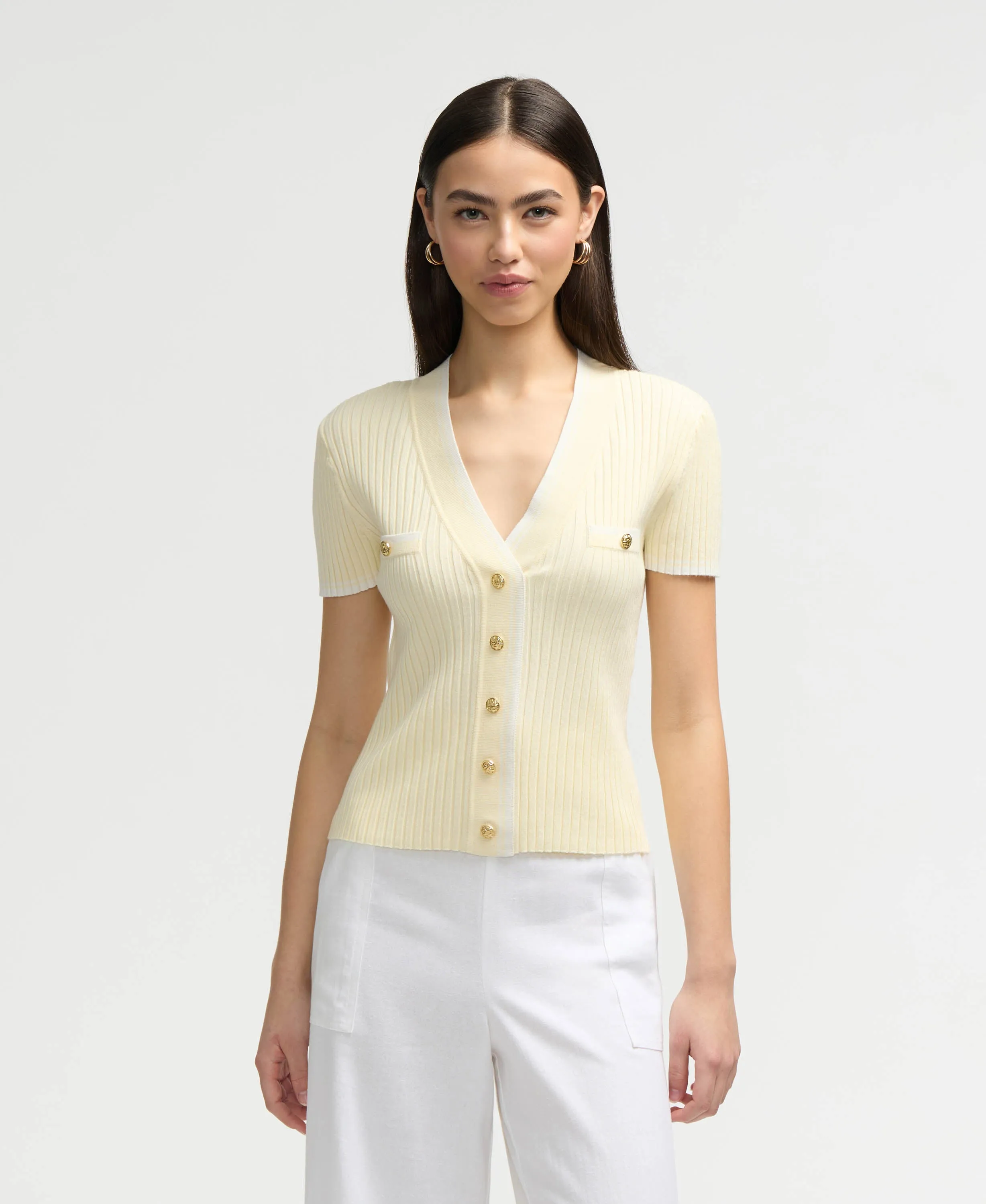 NVLT Womens Short Sleeve Cardigan Sweater