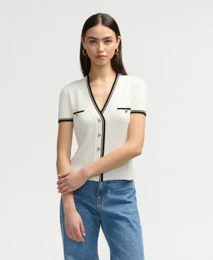 NVLT Womens Short Sleeve Cardigan Sweater
