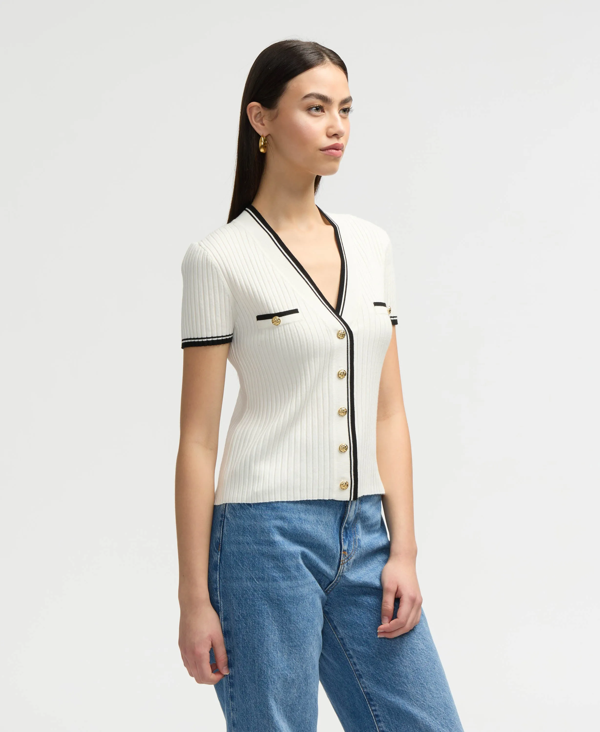 NVLT Womens Short Sleeve Cardigan Sweater