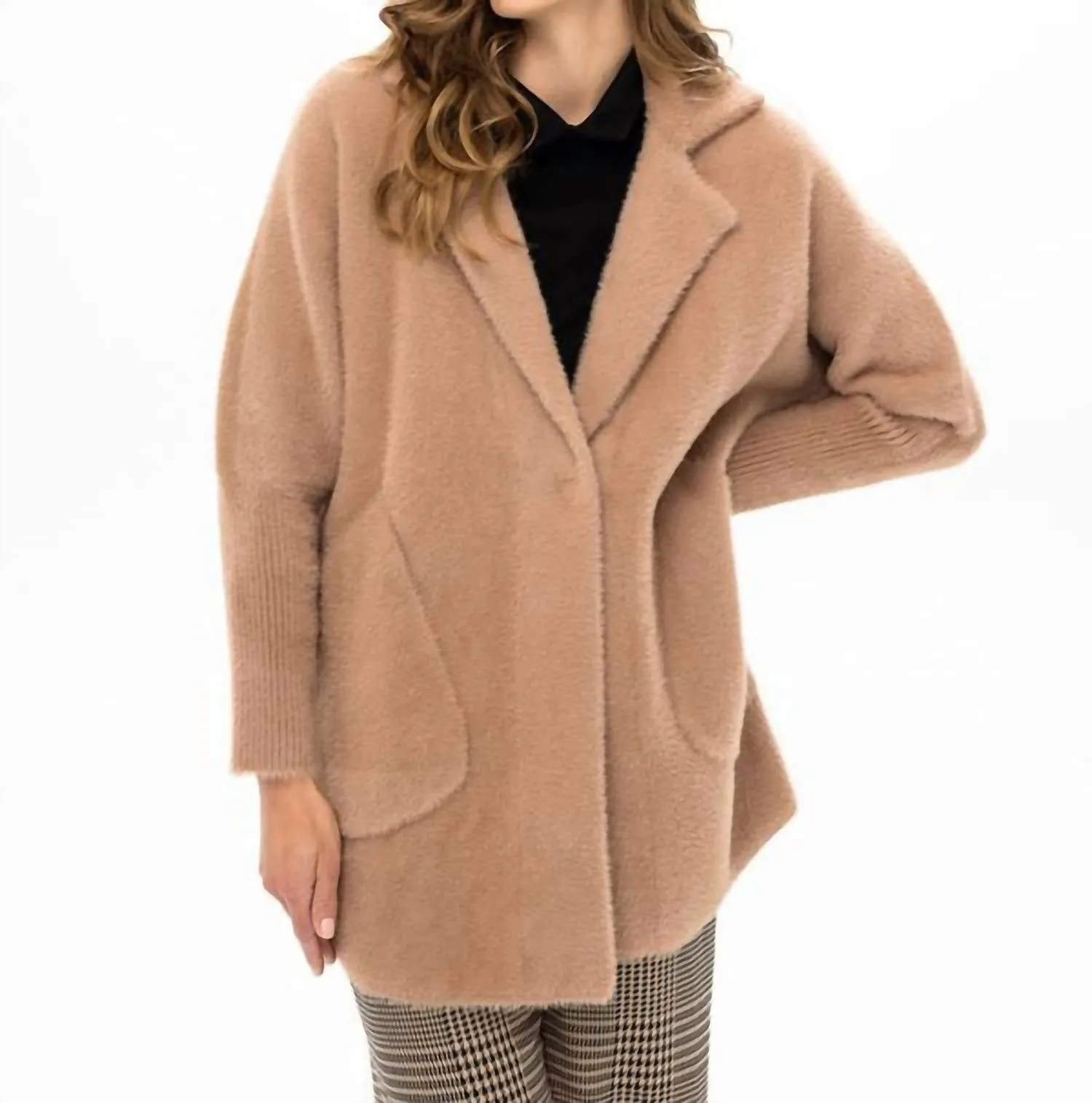 Open Front Collared Cardigan In Butterscotch