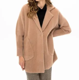 Open Front Collared Cardigan In Butterscotch