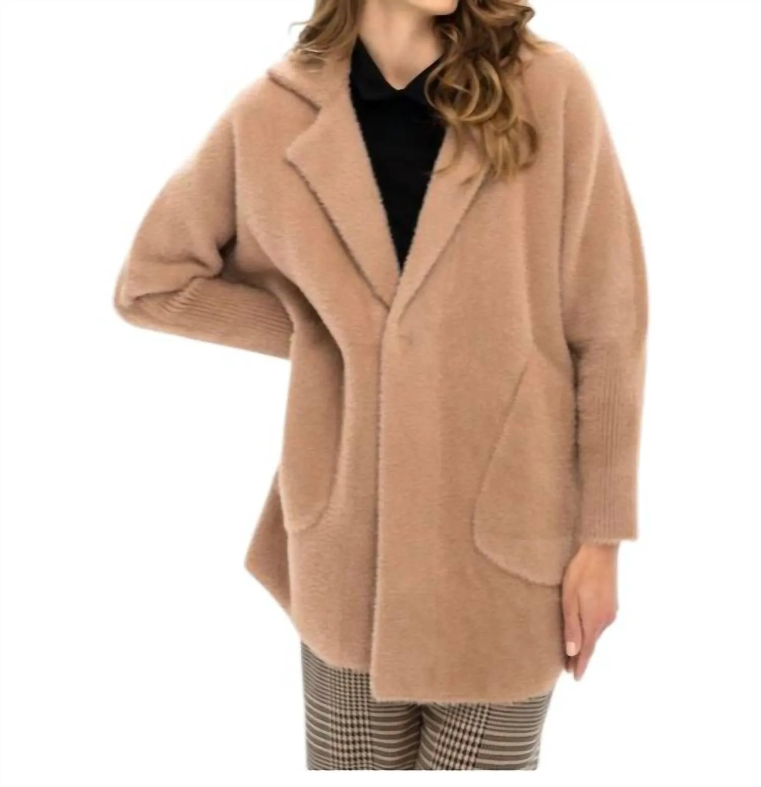 Open Front Collared Cardigan In Butterscotch