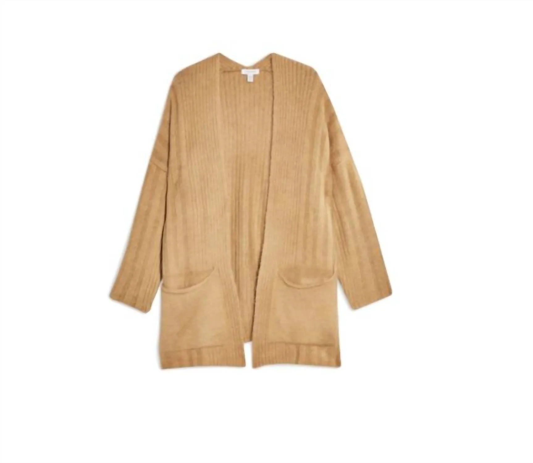 Open Front Knit Oversized Sweater Cardigan In Brown