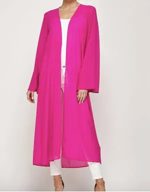 Open Long Maxi Cardigan In Pink