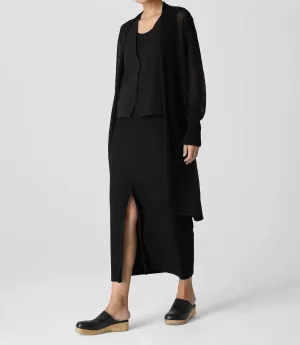 Organic Linen Cotton Cord Long Cardigan In Black