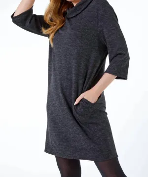 Oversized Cowl Neck Dress In Black