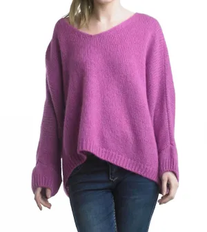 Oversized Cozy Warm Sweater In Luscious Berry