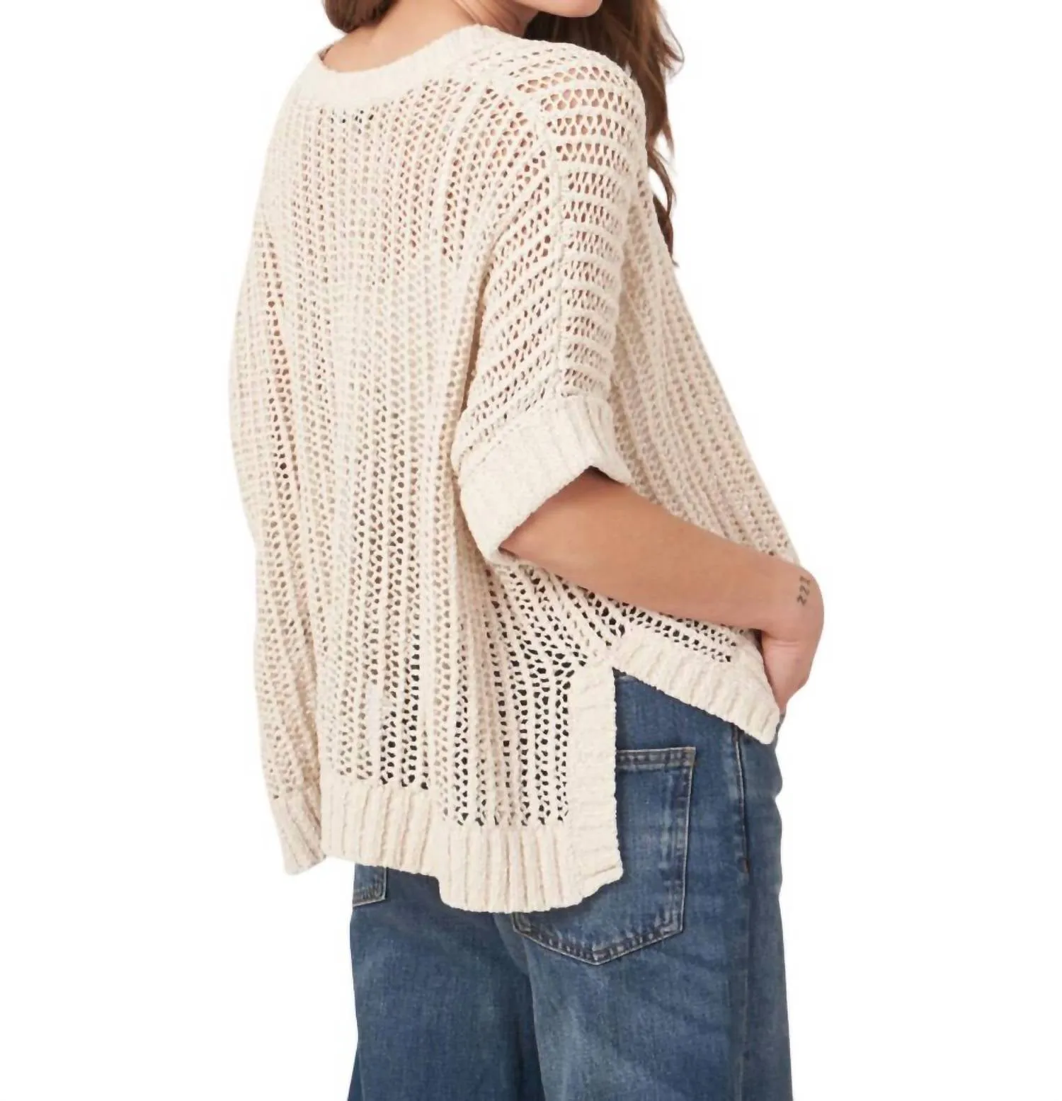Oversized Open Knit Cardigan In Ivory