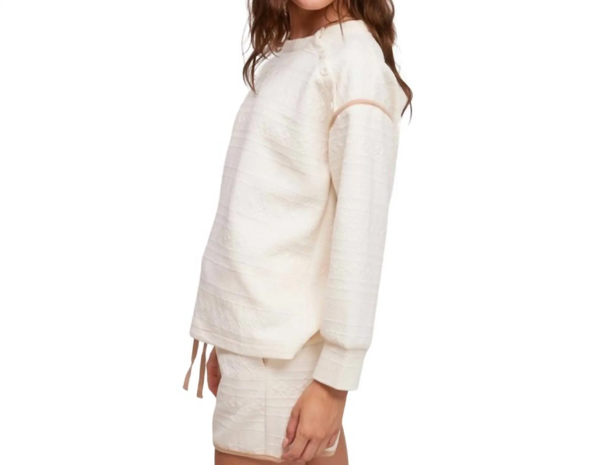 Oversized Quilted Sweatshirt In Cream
