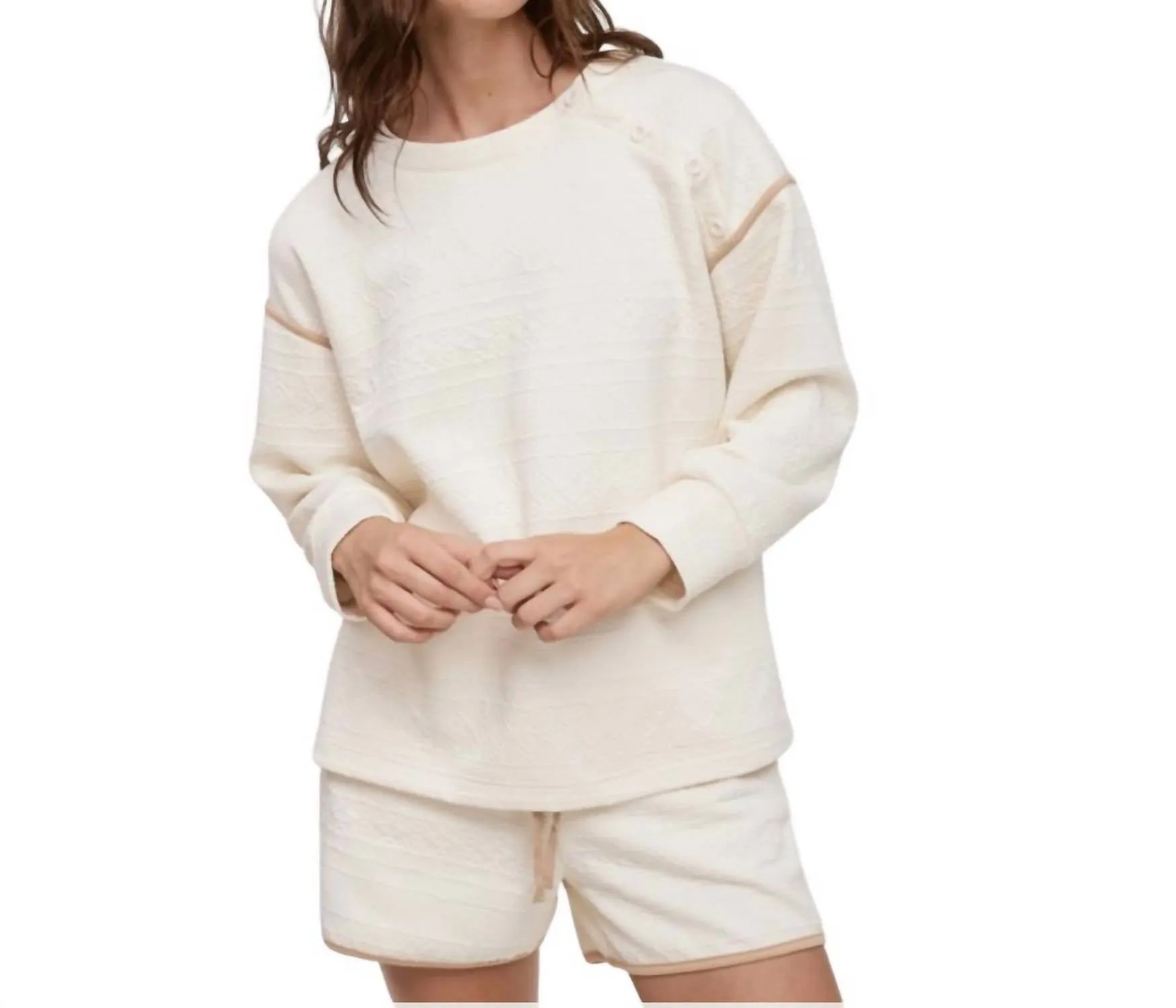 Oversized Quilted Sweatshirt In Cream