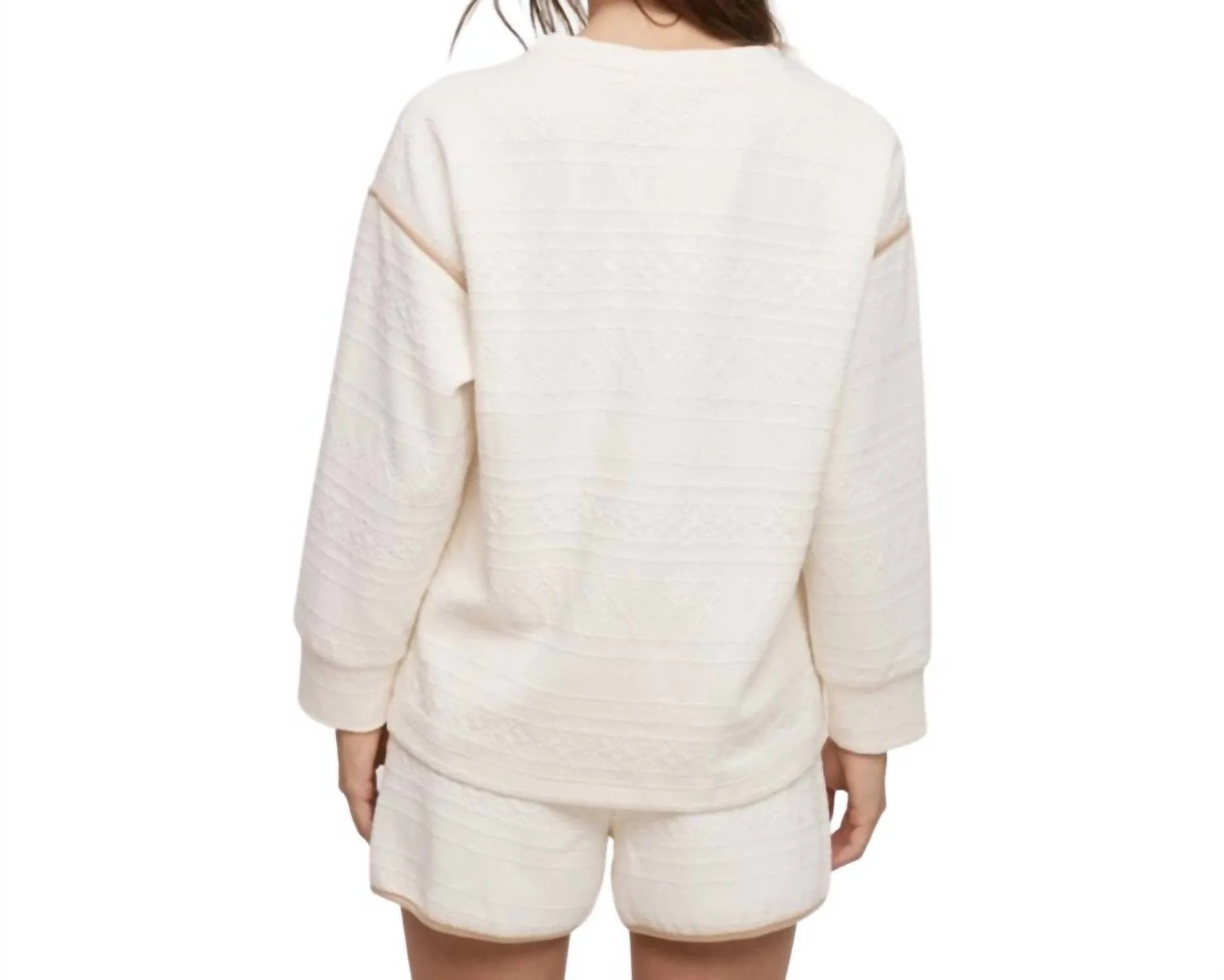 Oversized Quilted Sweatshirt In Cream