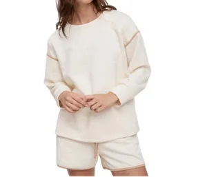 Oversized Quilted Sweatshirt In Cream