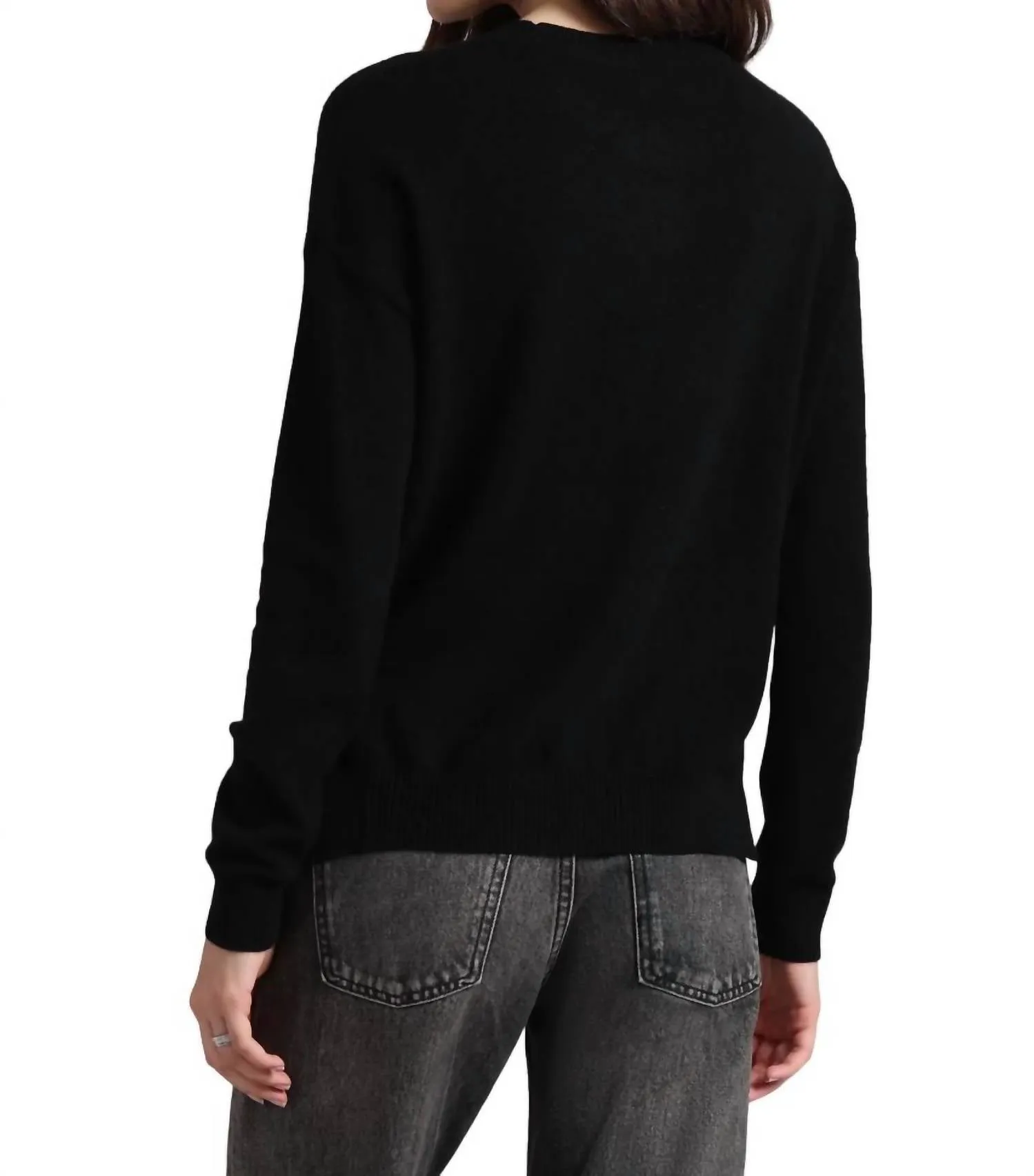 Peace Cashmere Sweater In Black/grey Shadow