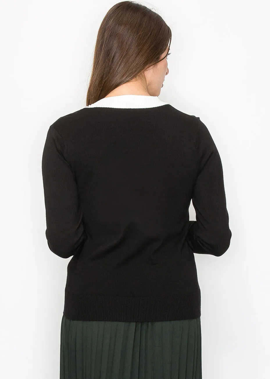Pearl Accent Knit Sweater