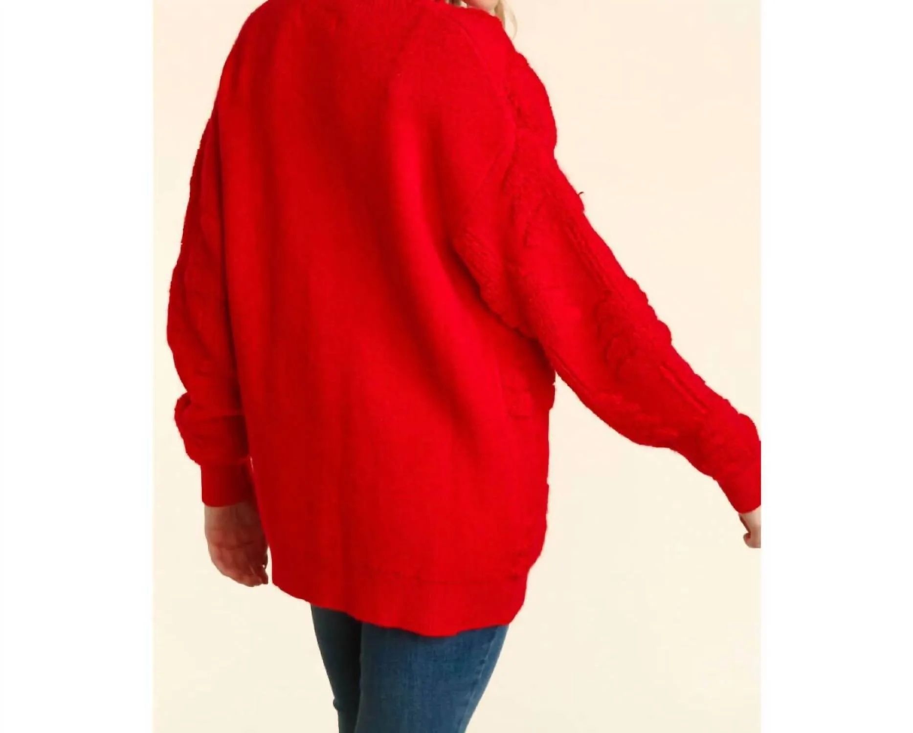 Pearl Holiday Tree Oversized Sweater In Red