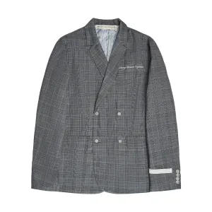 Plaid Double Breasted Suit Blazer 'Grey'
