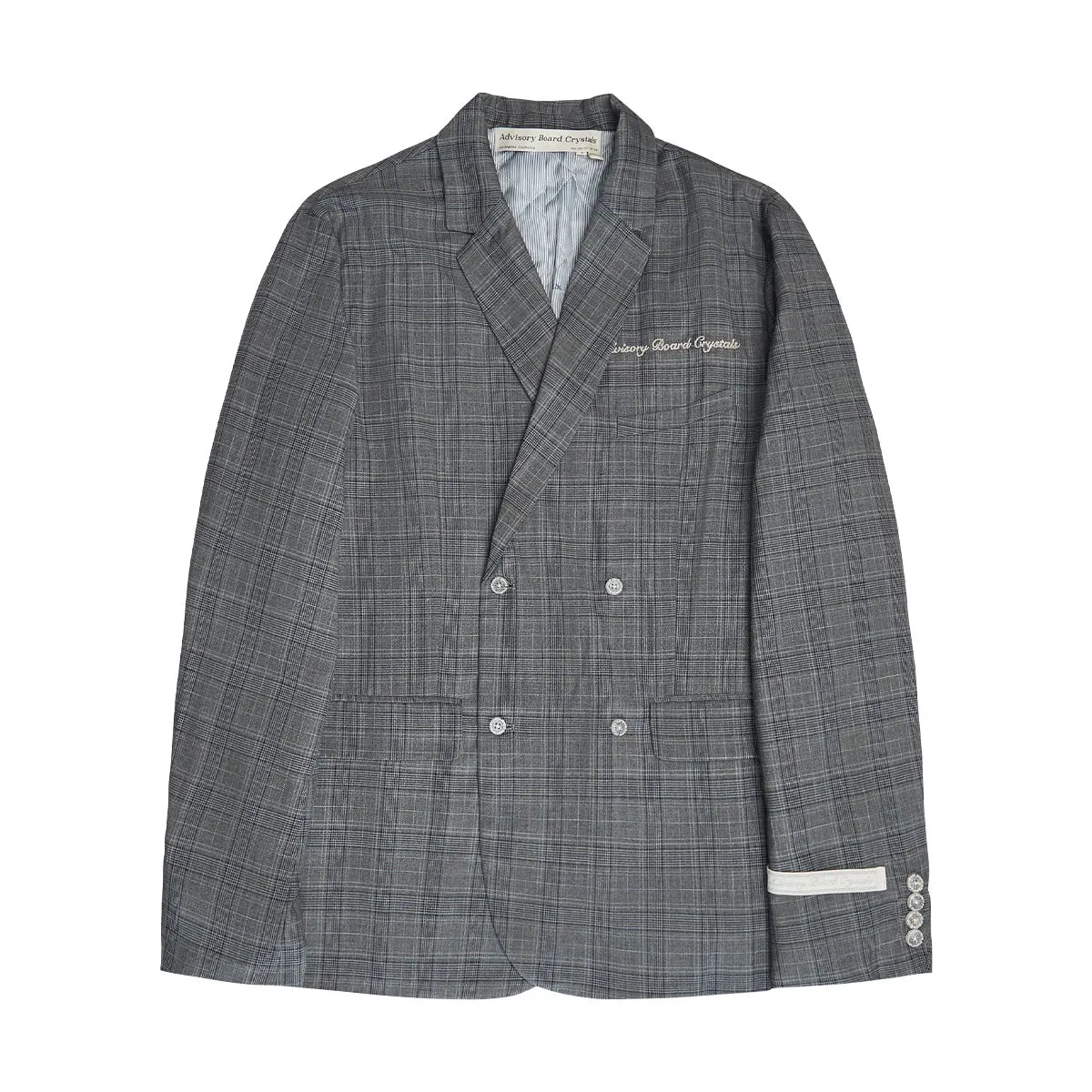 Plaid Double Breasted Suit Blazer 'Grey'
