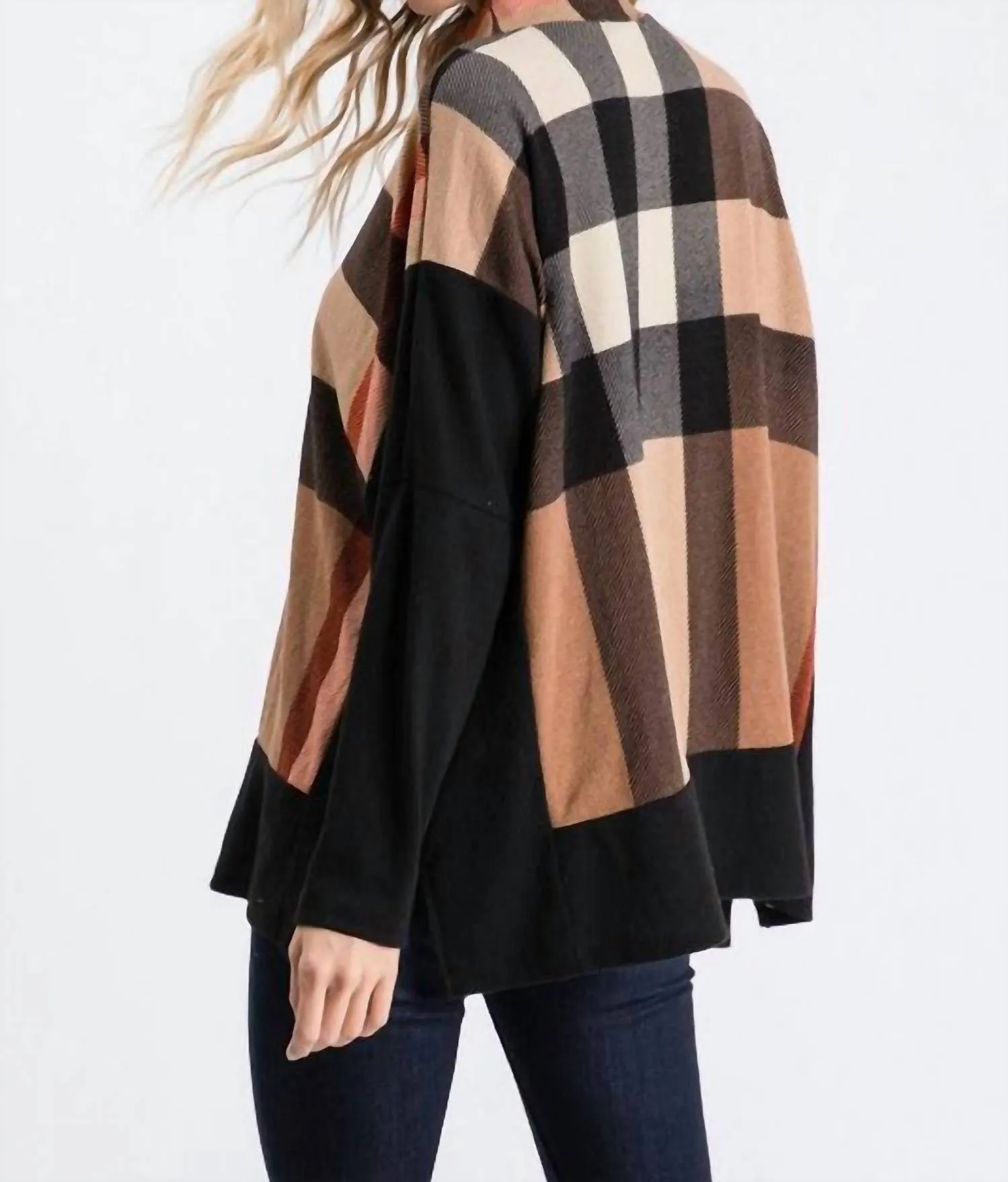 Plaid Mock Neck Sweater In Multi