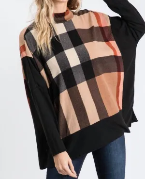 Plaid Mock Neck Sweater In Multi