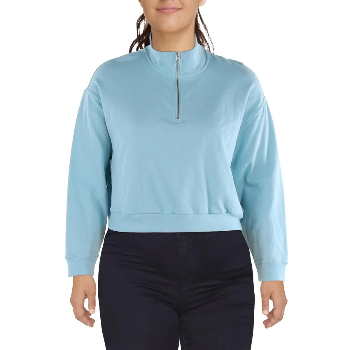 Plus Womens Fleece 1/4 Zip Pullover Sweater
