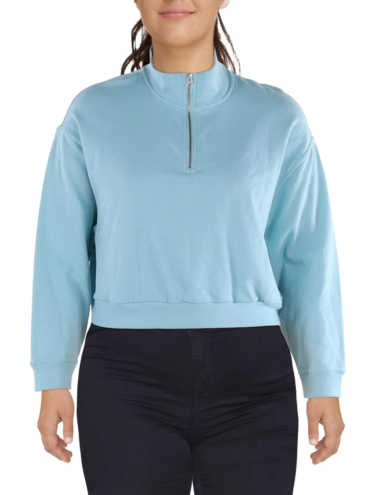 Plus Womens Fleece 1/4 Zip Pullover Sweater