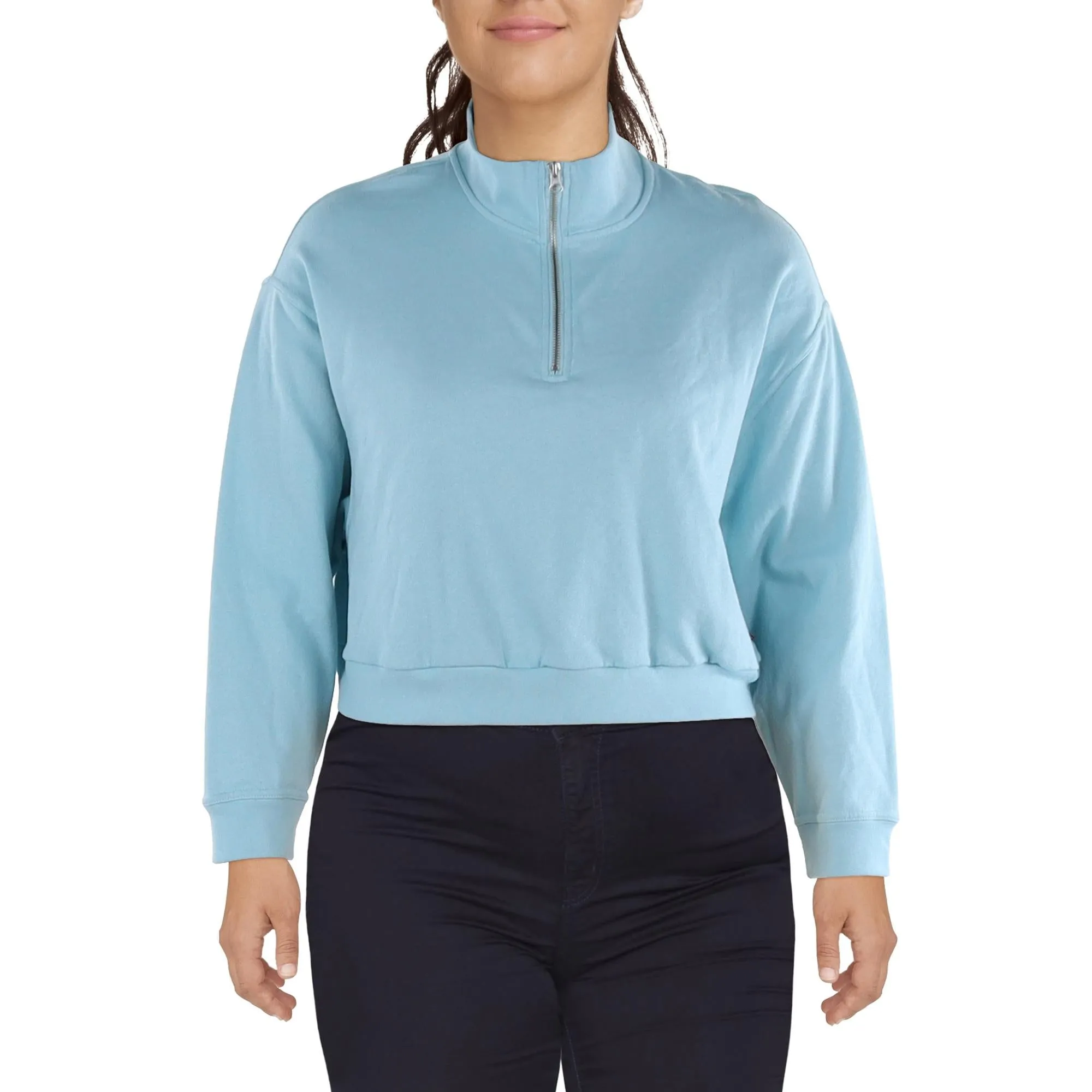 Plus Womens Fleece 1/4 Zip Pullover Sweater