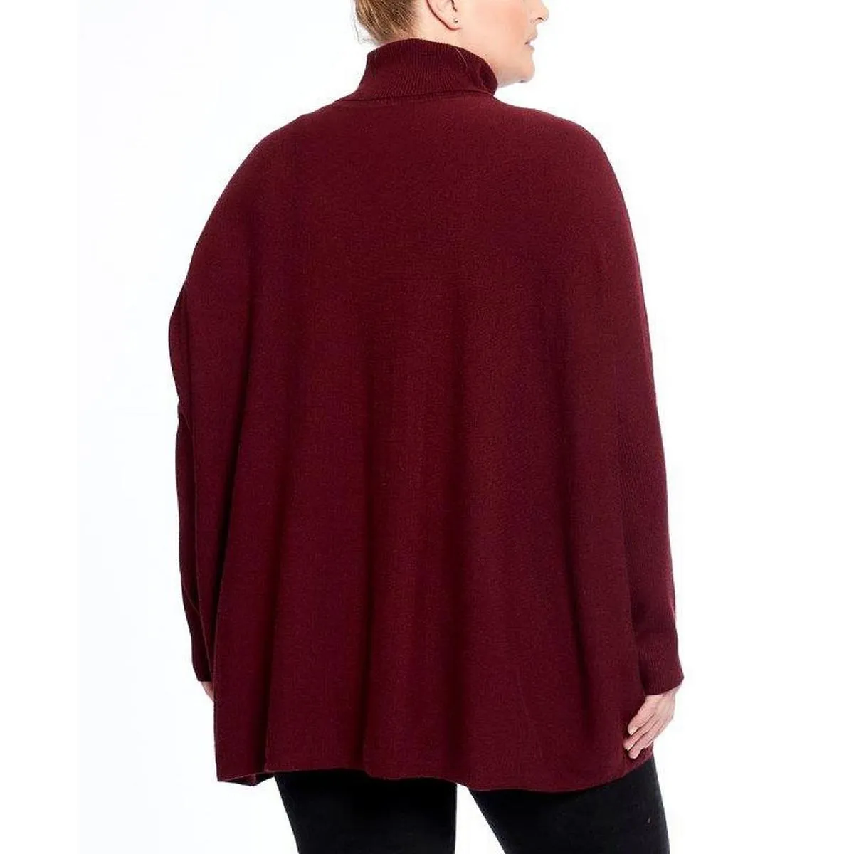 Plus Womens Ribbed Trim Turtleneck Pullover Sweater