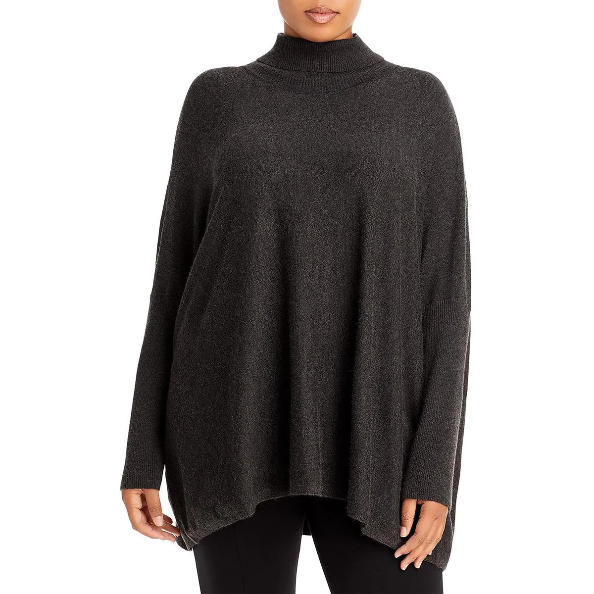 Plus Womens Ribbed Trim Turtleneck Pullover Sweater