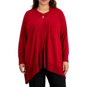 Plus Womens Solid Knit Cardigan Sweater