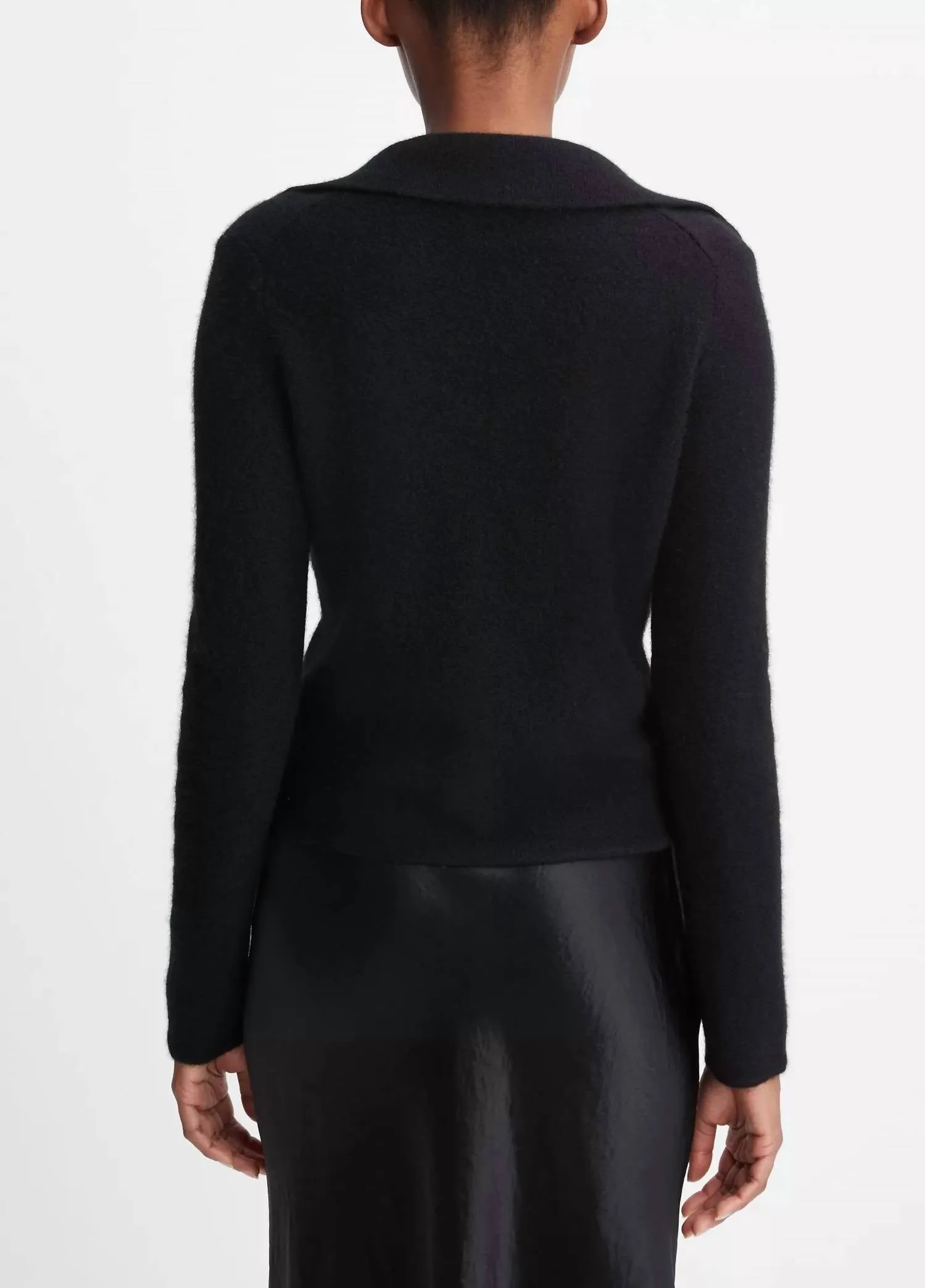 Polo Button Cardigan In Black