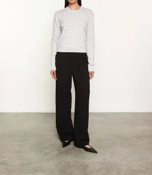 Powder Cashmere Knitted Crew In Heather Grey