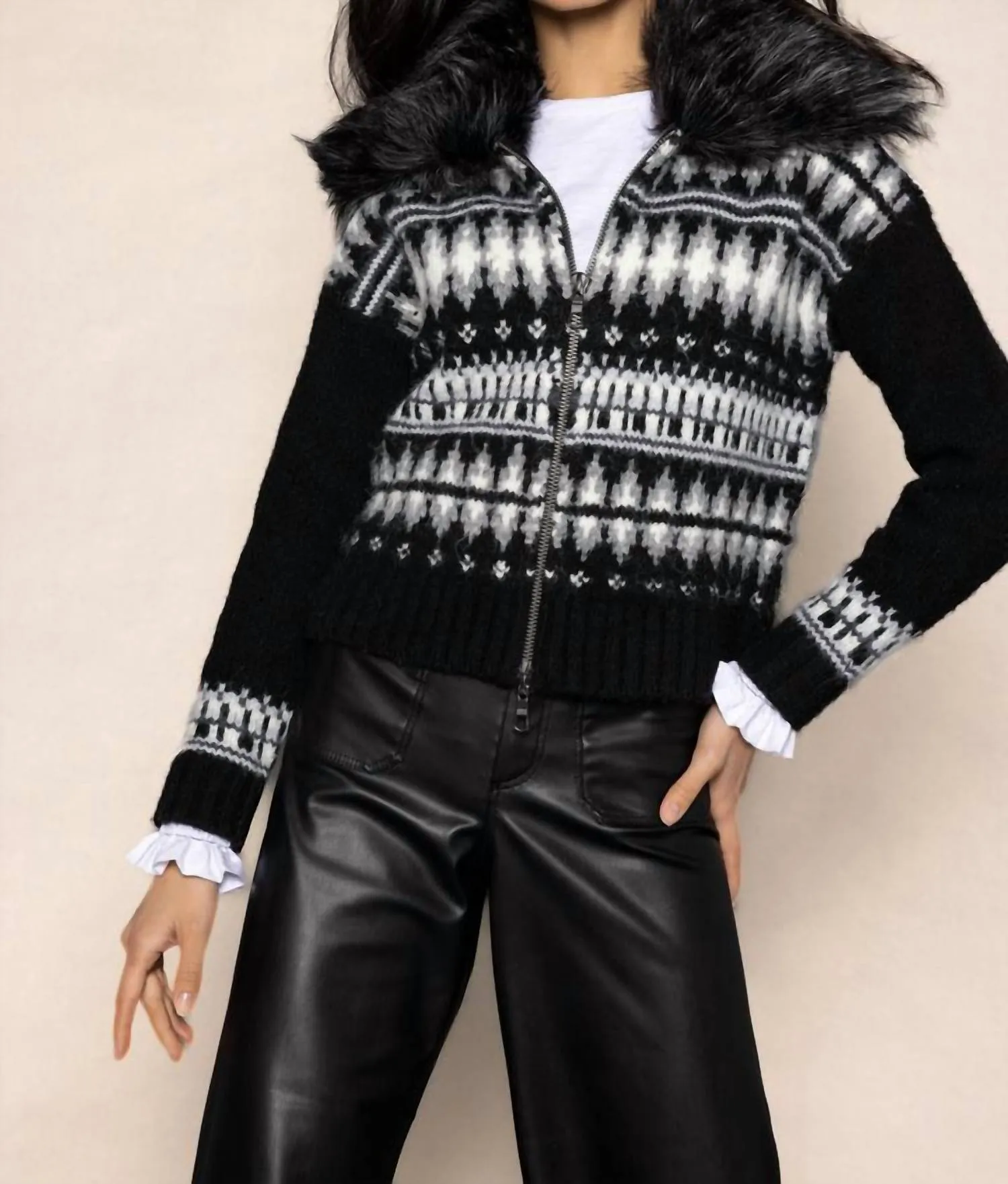 Powder Puff Cardigan In Black
