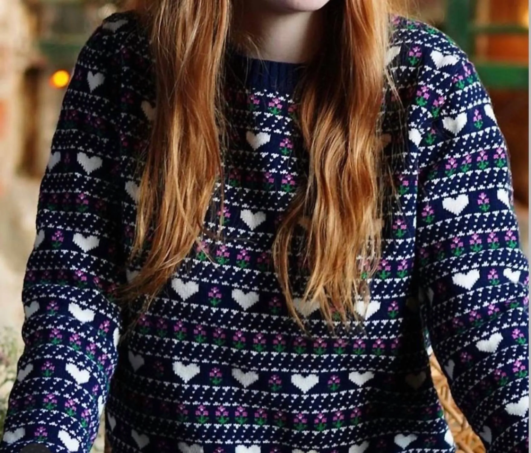 Queen Of Hearts Sweater In Blue Multi