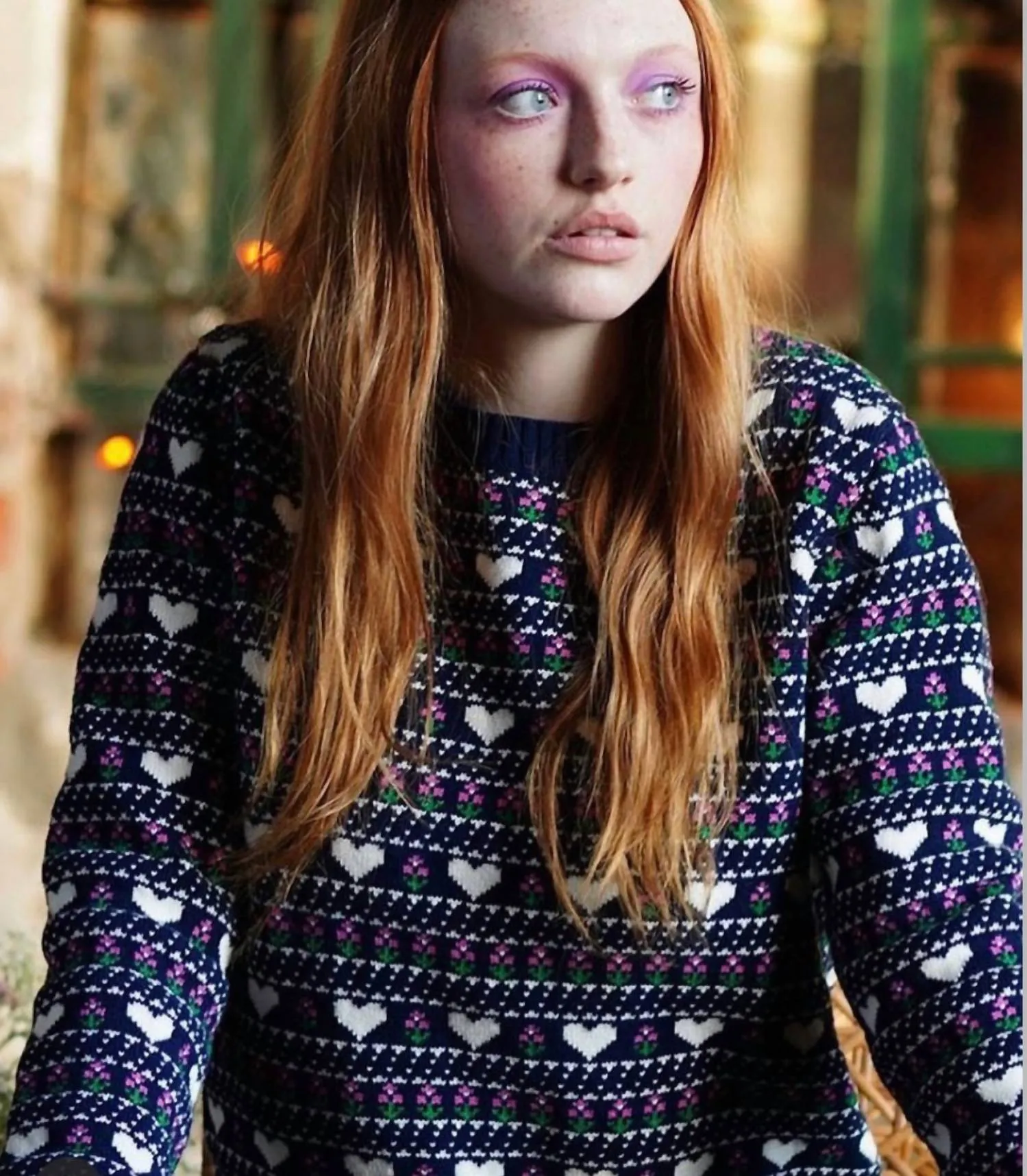 Queen Of Hearts Sweater In Blue Multi