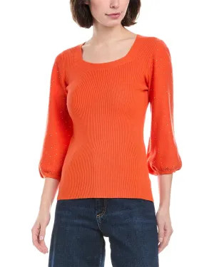 Rain   Rose Puff Sleeve Sweater